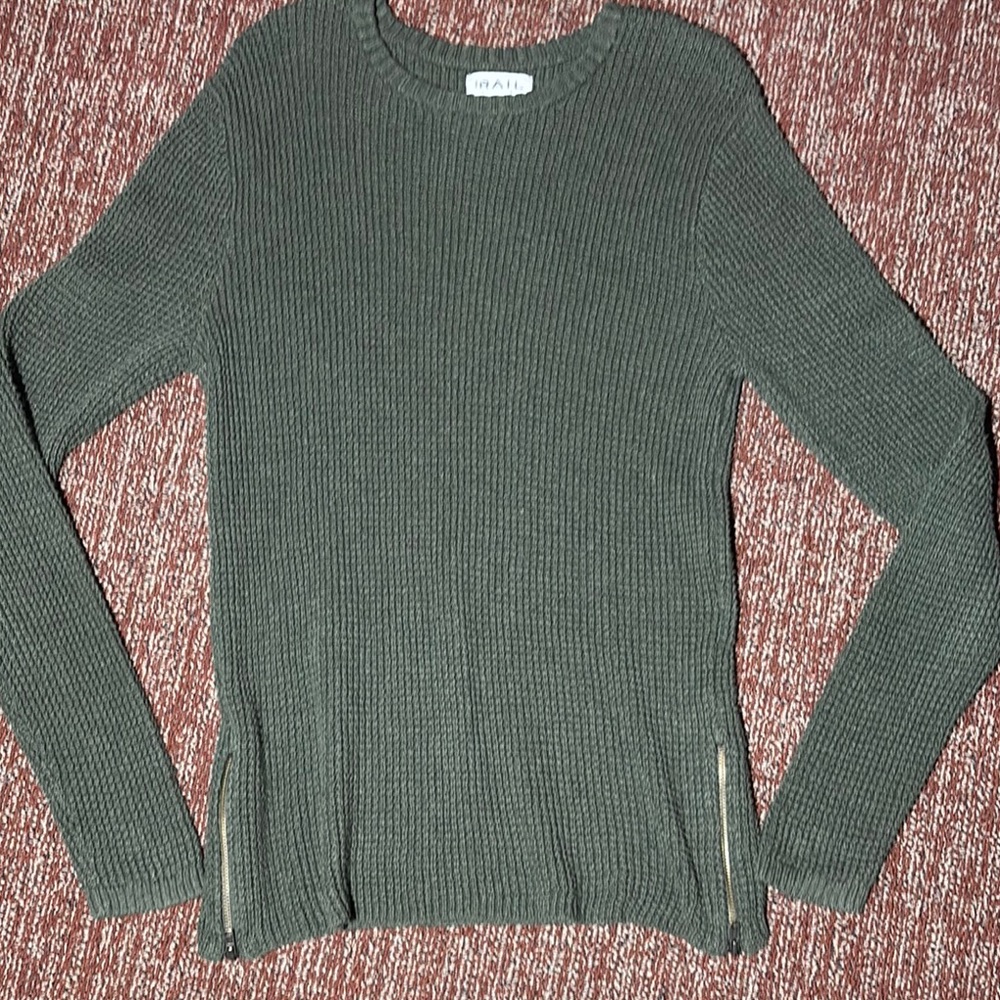 The Rail hunter green Ribbed Knit Sweater waffle knit stretch dark green medium